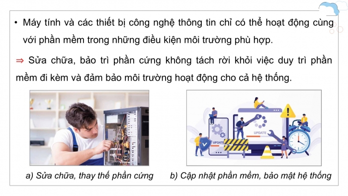 Giáo án điện tử Tin học ứng dụng 12 kết nối Bài 19: Dịch vụ sửa chữa và bảo trì máy tính