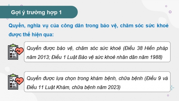 Giáo án điện tử Kinh tế pháp luật 12 chân trời Bài 12: Quyền và nghĩa vụ của công dân trong bảo vệ, chăm sóc sức khoẻ và đảm bảo an sinh xã hội