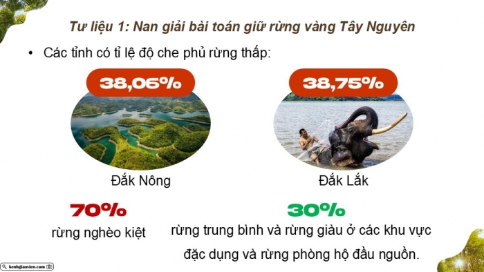 Giáo án điện tử Địa lí 9 chân trời Bài 18: Thực hành Vấn đề môi trường trong phát triển kinh tế - xã hội ở Tây Nguyên