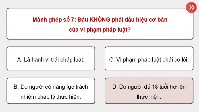 Giáo án điện tử Công dân 9 chân trời Bài 9: Vi phạm pháp luật và trách nhiệm pháp lí (P2)