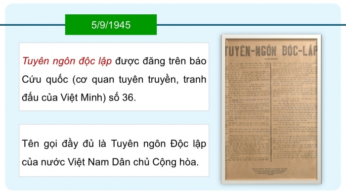 Giáo án điện tử Ngữ văn 12 kết nối Bài 6: Tuyên ngôn Độc lập (Hồ Chí Minh)