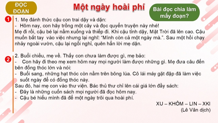 Giáo án điện tử Tiếng Việt 2 cánh diều Bài 2: Một ngày hoài phí