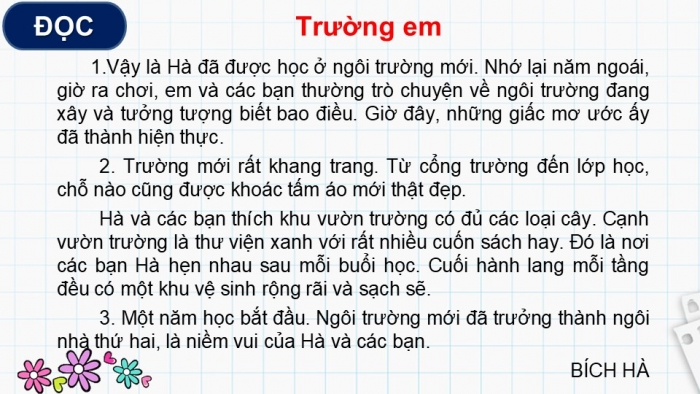 Giáo án điện tử Tiếng Việt 2 cánh diều Bài 5: Trường em