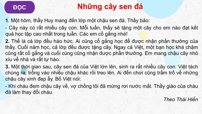 Giáo án điện tử Tiếng Việt 2 cánh diều Bài 8: Những cây sen đá