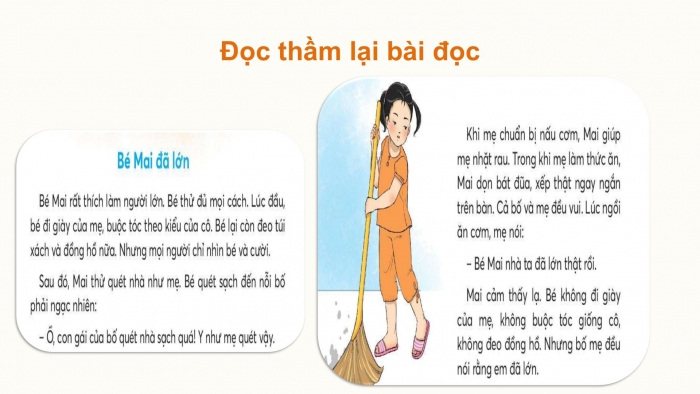 Giáo án điện tử Tiếng Việt 2 chân trời Bài 1: Đọc Bé Mai đã lớn