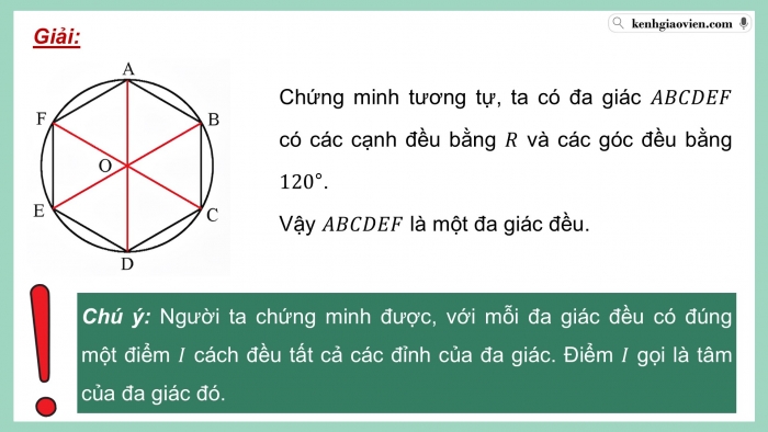 Giáo án điện tử Toán 9 chân trời Bài 3: Đa giác đều và phép quay