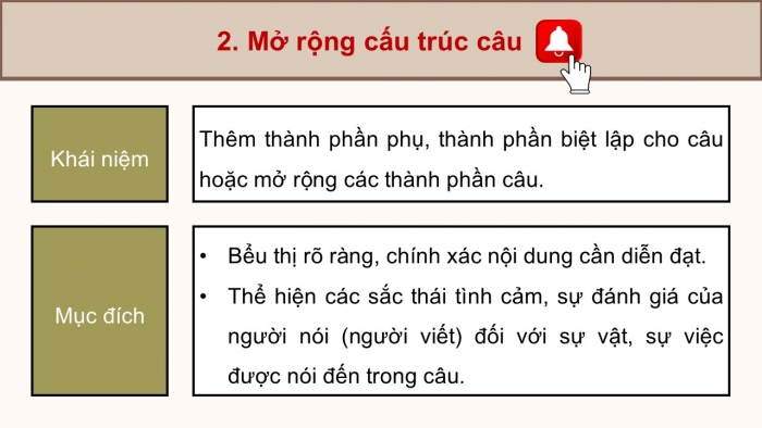 Giáo án điện tử Ngữ văn 9 cánh diều Bài 6: Biến đổi và mở rộng cấu trúc câu