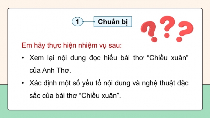 Giáo án điện tử Ngữ văn 9 cánh diều Bài 7: Viết đoạn văn ghi lại cảm nghĩ về một bài thơ tám chữ