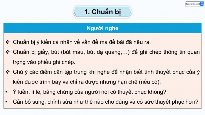 Giáo án điện tử Ngữ văn 9 cánh diều Bài 7: Nghe và nhận biết tính thuyết phục của một ý kiến về thơ tám chữ