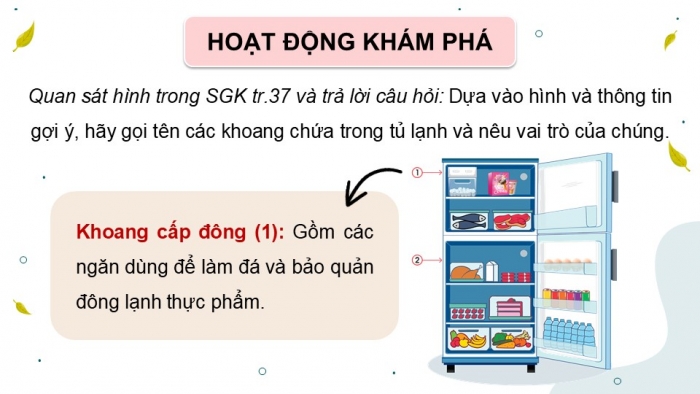 Giáo án điện tử Công nghệ 5 cánh diều Bài 7: Sử dụng tủ lạnh