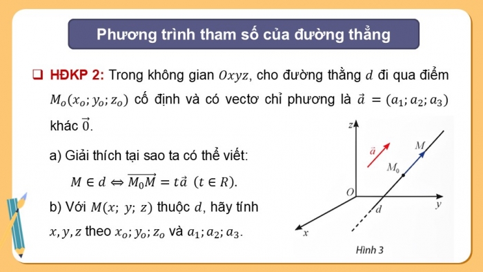 Giáo án điện tử Toán 12 chân trời Bài 2: Phương trình đường thẳng trong không gian