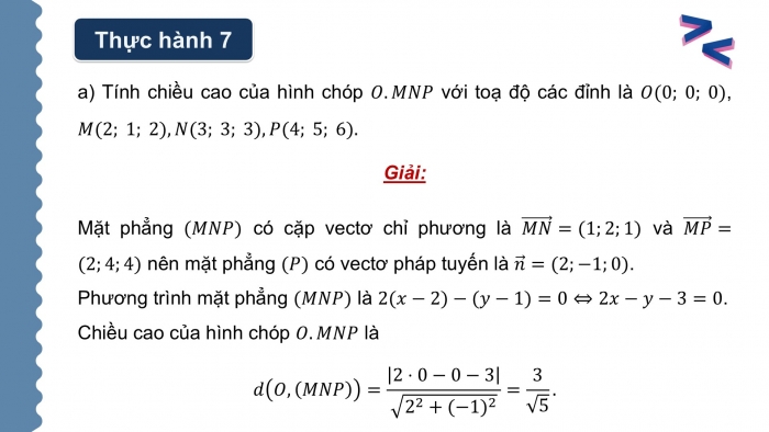 Giáo án điện tử Toán 12 chân trời Bài 1: Phương trình mặt phẳng (P2)