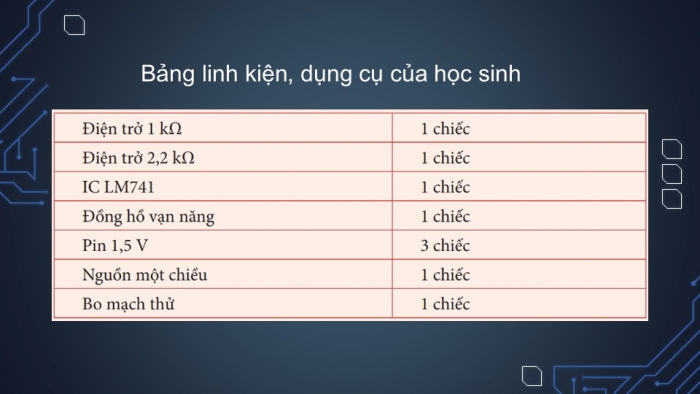 Giáo án điện tử Công nghệ 12 Điện - Điện tử Kết nối Bài 20: Thực hành Mạch khuếch đại đảo