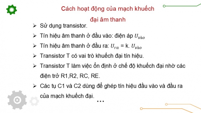 Giáo án điện tử Công nghệ 12 Điện - Điện tử Cánh diều Bài 18: Mạch xử lí tín hiệu tương tự