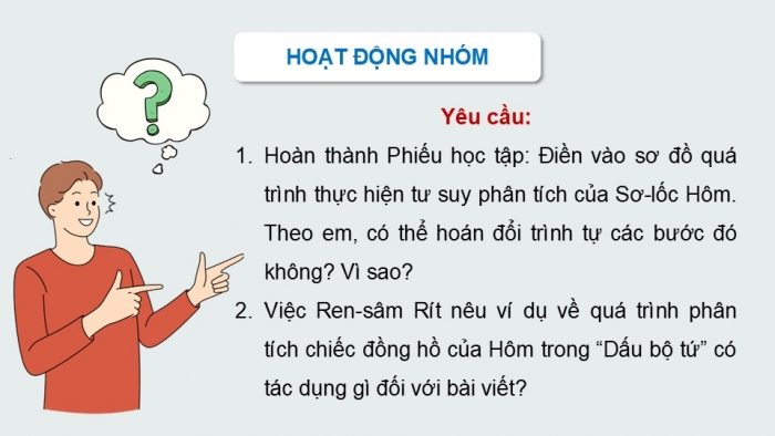 Giáo án điện tử Ngữ văn 9 chân trời Bài 7: Cách suy luận (Ren-sâm Rít)