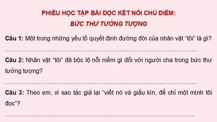 Giáo án điện tử Ngữ văn 9 chân trời Bài 8: Bức thư tưởng tượng (Lý Lan)