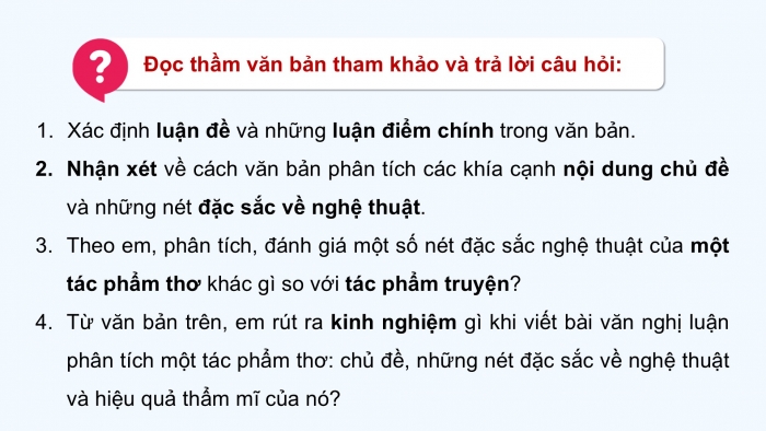 Giáo án điện tử Ngữ văn 9 chân trời Bài 8: Viết bài văn nghị luận phân tích một tác phẩm văn học