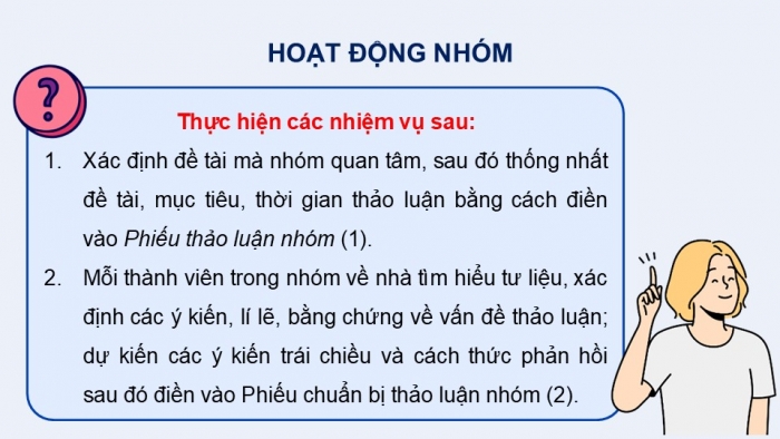 Giáo án điện tử Ngữ văn 9 chân trời Bài 8: Thảo luận về một vấn đề trong đời sống