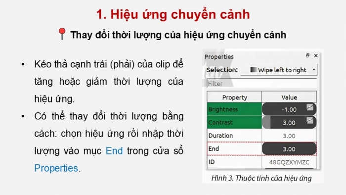 Giáo án điện tử Tin học 9 chân trời Bài 7B: Hiệu ứng chuyển cảnh