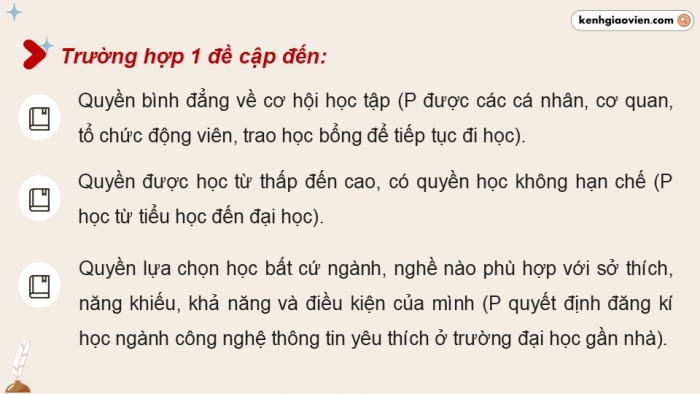 Giáo án điện tử Kinh tế pháp luật 12 kết nối Bài 11: Quyền và nghĩa vụ của công dân trong học tập