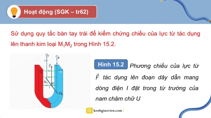 Giáo án điện tử Vật lí 12 kết nối Bài 15: Lực từ tác dụng lên dây dẫn mang dòng điện. Cảm ứng từ