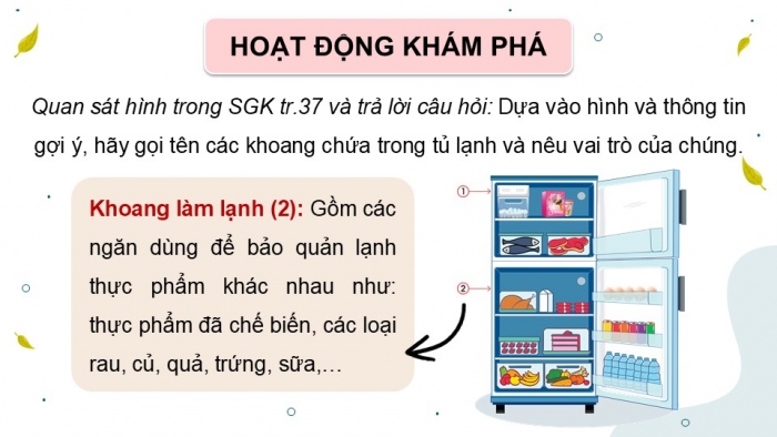 Giáo án điện tử Công nghệ 5 cánh diều Bài 7: Sử dụng tủ lạnh