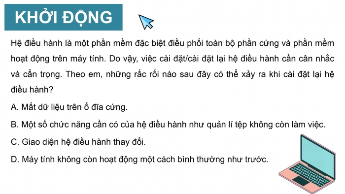 Giáo án điện tử chuyên đề Tin học ứng dụng 12 kết nối Bài 7: Cài đặt hệ điều hành máy tính