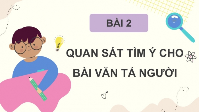 Giáo án điện tử Tiếng Việt 5 chân trời Bài 2: Quan sát, tìm ý cho bài văn tả người