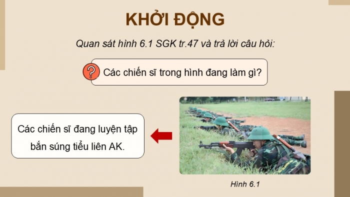 Giáo án điện tử Quốc phòng an ninh 12 kết nối Bài 6: Kĩ thuật bắn súng tiểu liên AK