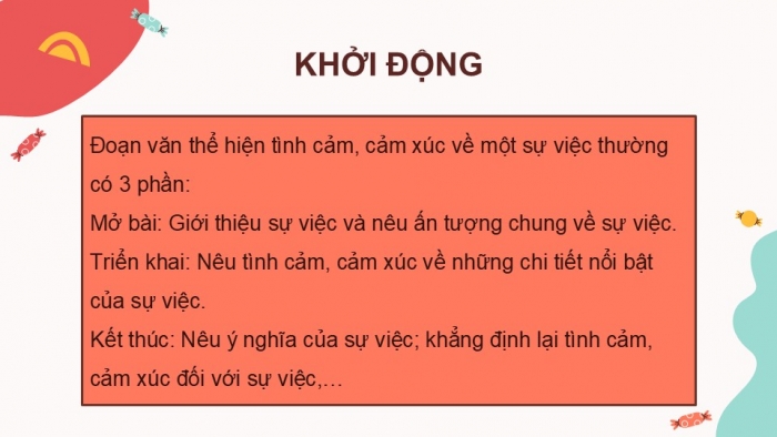 Giáo án điện tử Tiếng Việt 5 kết nối Bài 10: Tìm ý cho đoạn văn thể hiện tình cảm, cảm xúc về một sự việc