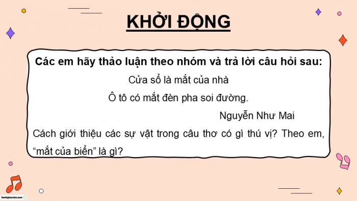 Giáo án điện tử Tiếng Việt 5 chân trời Bài 2: Những con mắt của biển