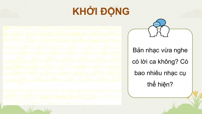 Giáo án điện tử Âm nhạc 9 chân trời Bài 8: Thường thức âm nhạc Một số thể loại nhạc đàn, Nghe nhạc Tình yêu của biển