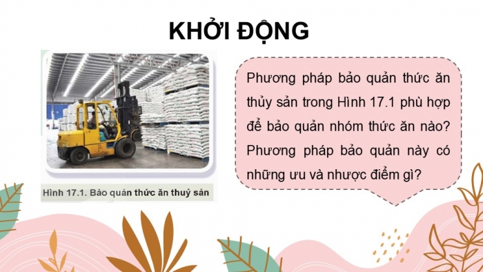 Giáo án điện tử Công nghệ 12 Lâm nghiệp - Thủy sản Kết nối Bài 17: Phương pháp bảo quản và chế biến thức ăn thủy sản