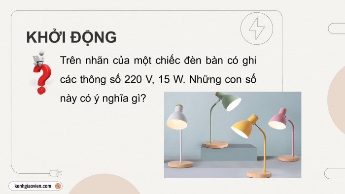 Giáo án điện tử KHTN 9 chân trời - Phân môn Vật lí Bài 11: Năng lượng điện. Công suất điện