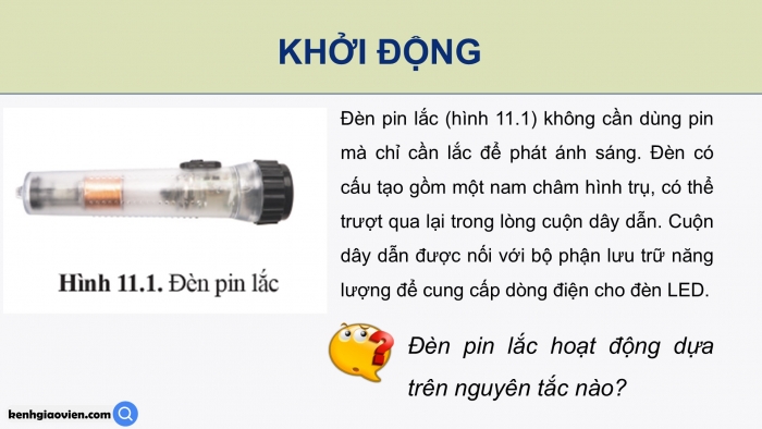 Giáo án điện tử KHTN 9 cánh diều - Phân môn Vật lí Bài 11: Cảm ứng điện từ. Nguyên tắc tạo ra dòng điện xoay chiều