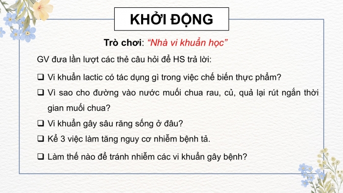 Giáo án điện tử Khoa học 5 kết nối Bài 21: Ôn tập chủ đề Vi khuẩn