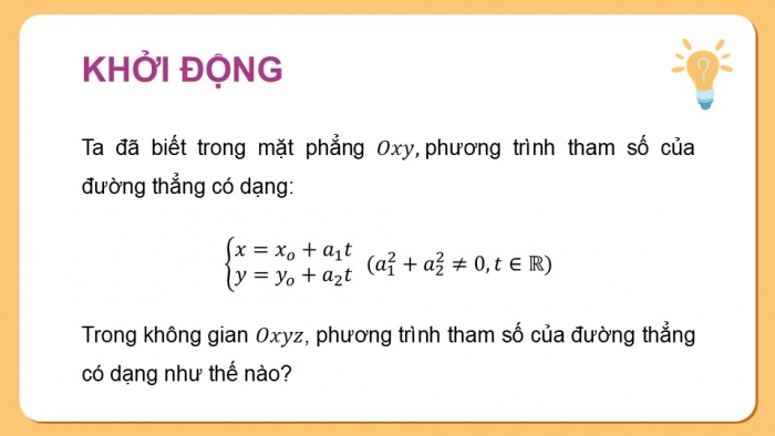 Giáo án điện tử Toán 12 chân trời Bài 2: Phương trình đường thẳng trong không gian