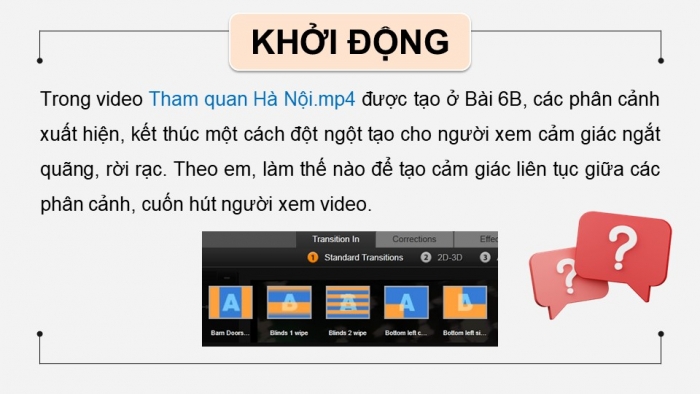 Giáo án điện tử Tin học 9 chân trời Bài 7B: Hiệu ứng chuyển cảnh