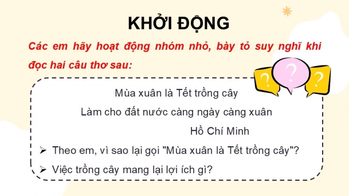 Giáo án điện tử Tiếng Việt 5 chân trời Bài 3: Mùa xuân em đi trồng cây