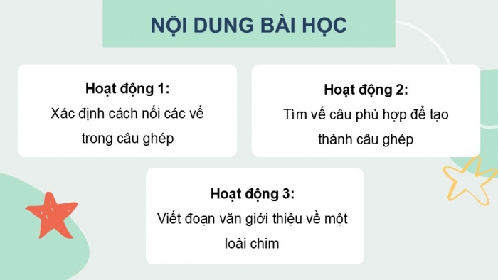 Giáo án điện tử Tiếng Việt 5 chân trời Bài 5: Luyện tập về cách nối các vế trong câu ghép