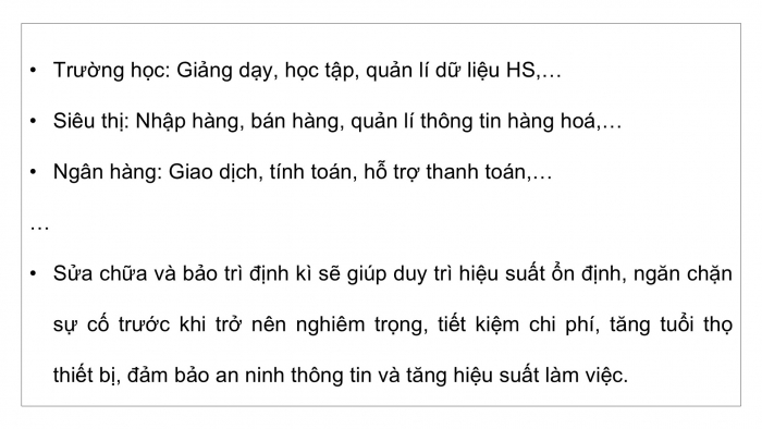 Giáo án điện tử Tin học ứng dụng 12 kết nối Bài 19: Dịch vụ sửa chữa và bảo trì máy tính