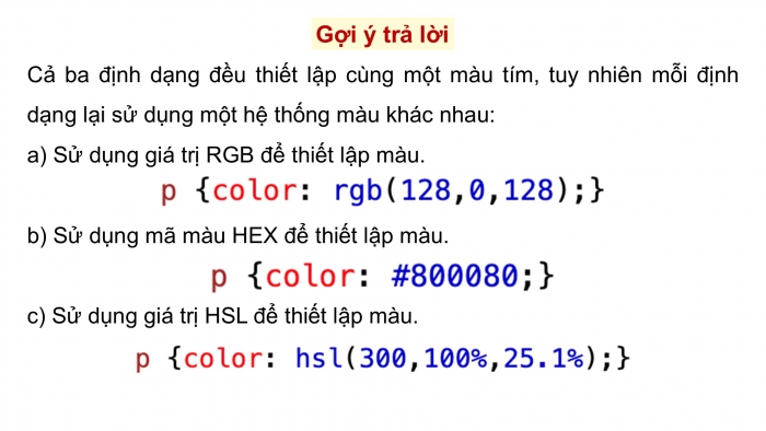 Giáo án điện tử Khoa học máy tính 12 kết nối Bài 15: Tạo màu cho chữ và nền