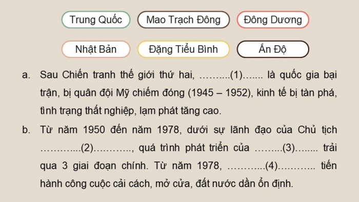 Giáo án điện tử Lịch sử 9 cánh diều Bài 10: Châu Á từ năm 1945 đến năm 1991