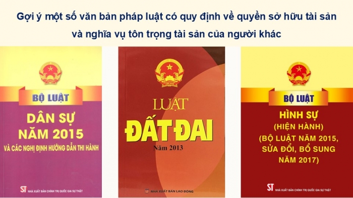 Giáo án điện tử Kinh tế pháp luật 12 kết nối Bài 9: Quyền và nghĩa vụ của công dân về sở hữu tài sản và tôn trọng tài sản của người khác