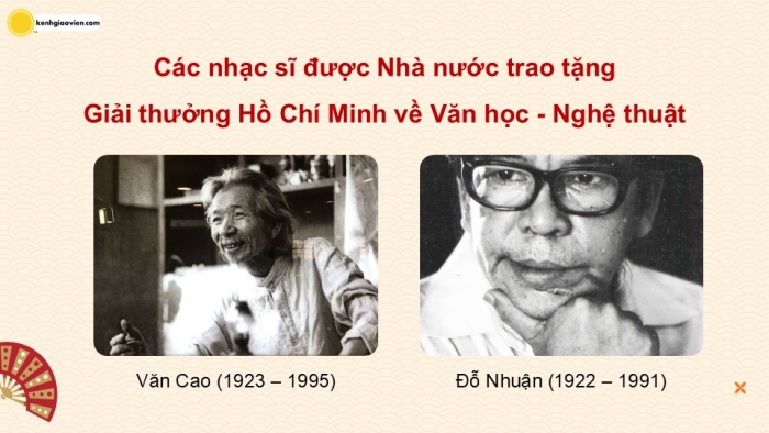 Giáo án điện tử Âm nhạc 9 cánh diều Bài 9 Tiết 2: Nghe tác phẩm Câu hò bên bờ Hiền Lương, Nhạc sĩ Hoàng Hiệp, Ôn tập bài hát Nối vòng tay lớn