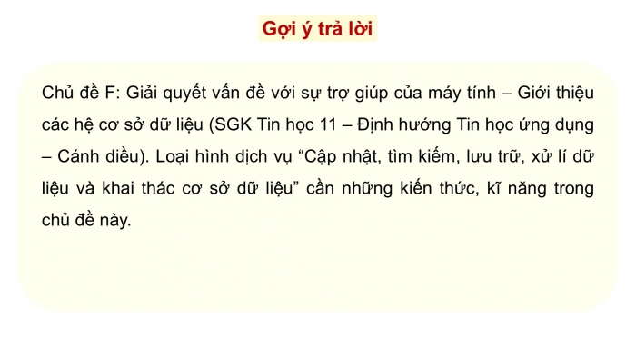 Giáo án điện tử Khoa học máy tính 12 cánh diều Bài 1: Giới thiệu nhóm nghề Dịch vụ và Quản trị trong ngành Công nghệ thông tin