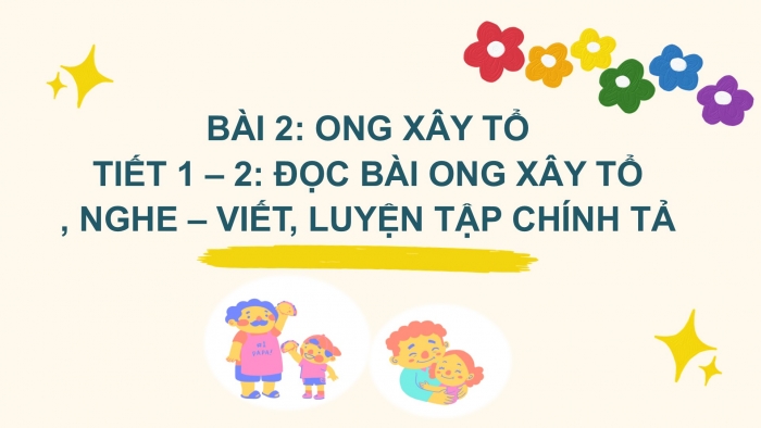 Giáo án điện tử Tiếng Việt 2 chân trời Bài 2: Đọc Ong xây tổ, Nghe – viết Ong xây tổ, Phân biệt ua/uơ, r/d/gi, ên/ênh