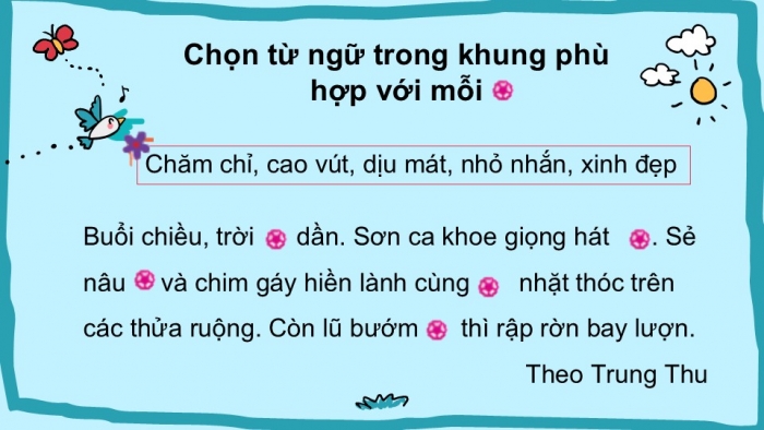 Giáo án điện tử Tiếng Việt 2 chân trời Ôn tập cuối học kì II - Ôn tập 1 (Tiết 3)