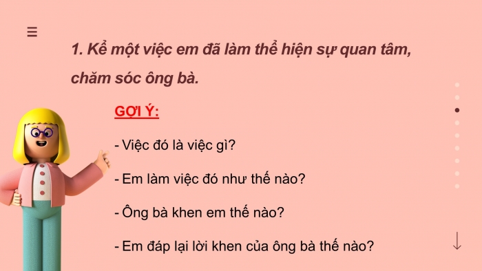 Giáo án điện tử Tiếng Việt 2 cánh diều Bài 13: Viết về một việc em đã làm thể hiện sự quan tâm, chăm sóc ông bà