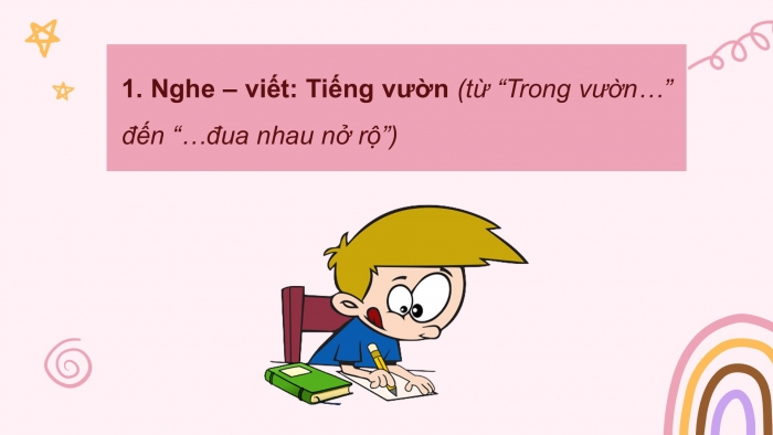 Giáo án điện tử Tiếng Việt 2 cánh diều Bài 21: Nghe – viết Tiếng vườn, Chữ hoa R